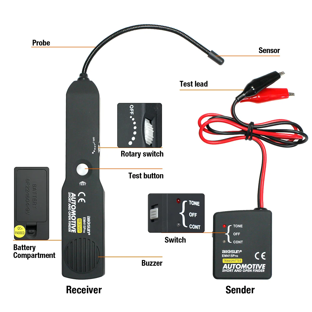 Automotive Tester Tool EM415pro Cable Wire Wand Short Open Finder Tracer Diagnose Tone Line