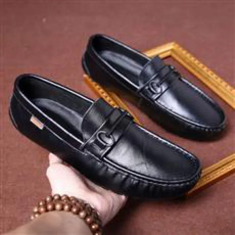 

Men's Leather Shoes Genuine Leather Doug Shoes Summer New British Business Dress Slip-on 2023 Spring Men's Shoes