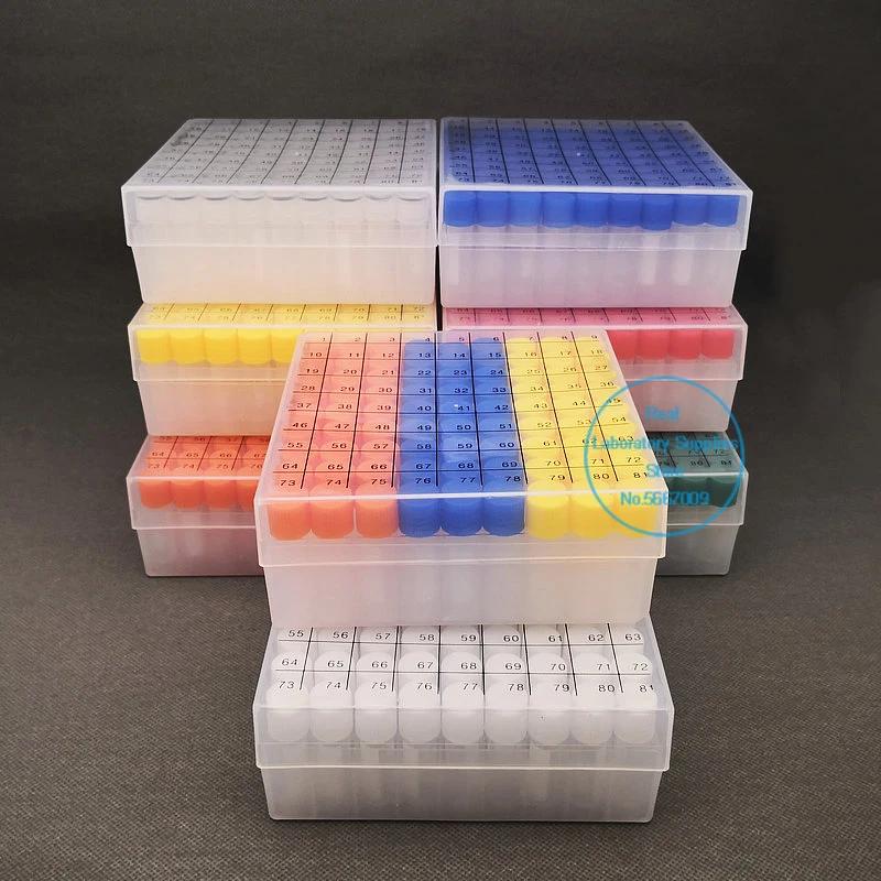 81pieces plastic 1.8ml freezing tube + one piece 81vents plastic Freezing tube storage box with number