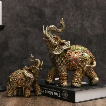 Figurines d'éléphant ornées exotiques, artisanat en résine, Statues décoratives pour salon et chambre à coucher, décoration de maison, 1 pièce 1