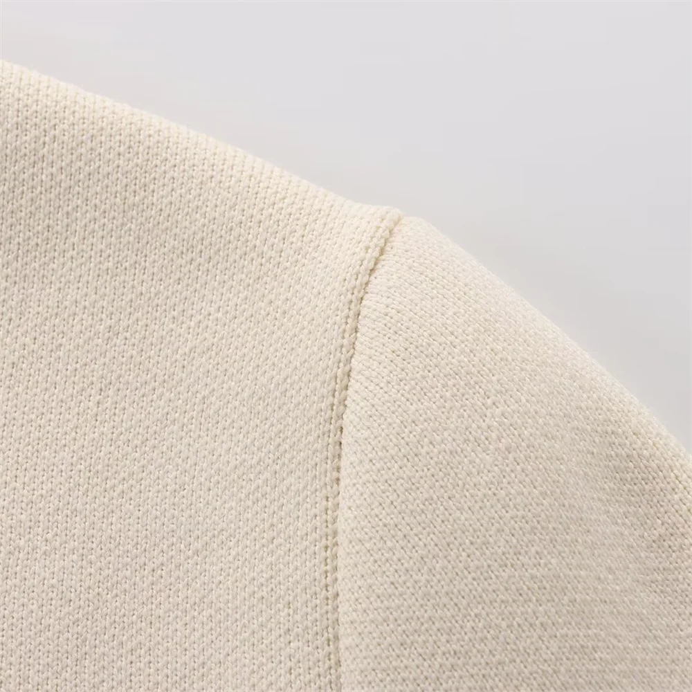 Spring New Women's Fashion and Elegance Slim Fit Versatile Knitted Spliced Short sleeved Coat