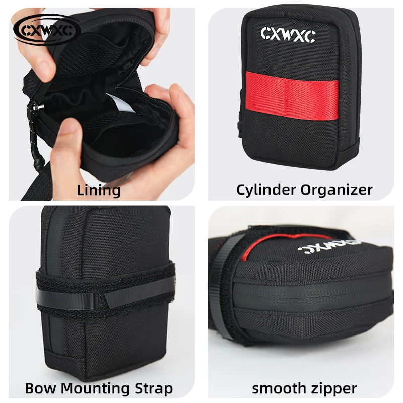 Bike Bag CXWXC Mini Bicycle Saddle Bag 0.35L Lightweight Small Portable Multi function Hand Bags Cycling Accessories