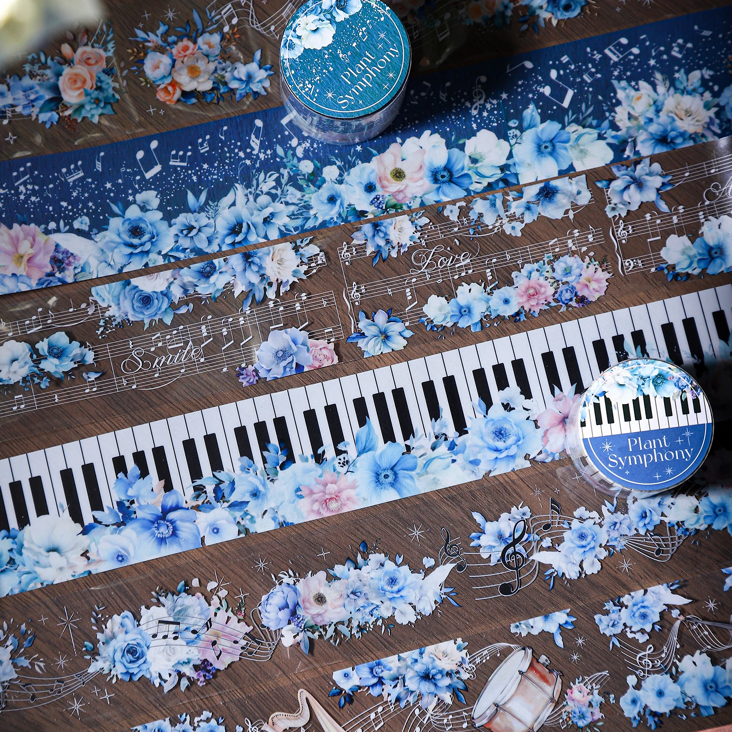200cm/Roll Piano Flower Theme PET Tape, For Notebook Masking Tapes Decorative items，Student Stationery Scrapbooking Stickers 2