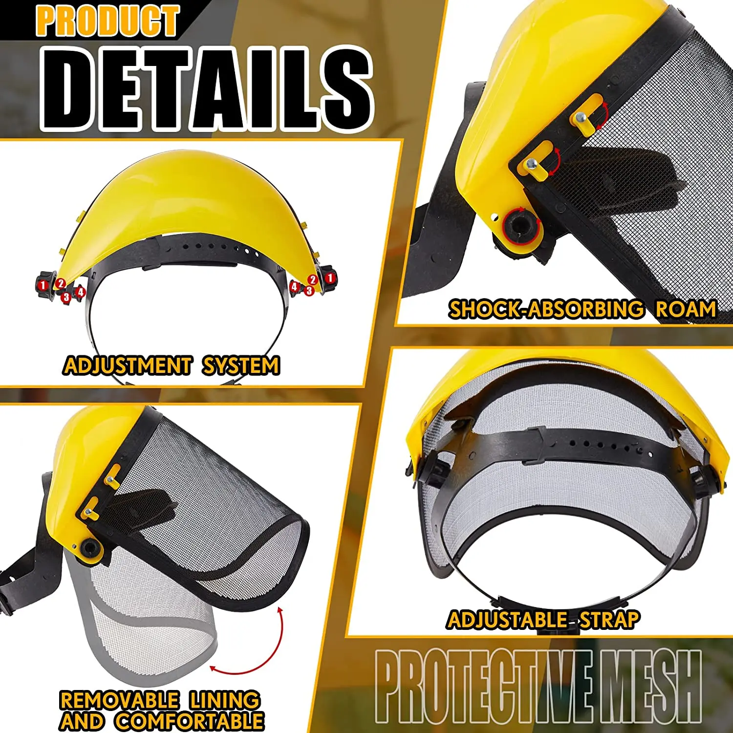 Garden Grass Trimmer Safety Helmet Hat with Full Face Mesh Visor for Logging Brush Cutter Forestry Protection High Quality 3