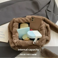 Sacs à bandoulière d'hiver mignons et polyvalents, fourrure de vison froissée, Texture décontractée, sac à coque de nuage, fourre-tout à la mode pour femmes 5
