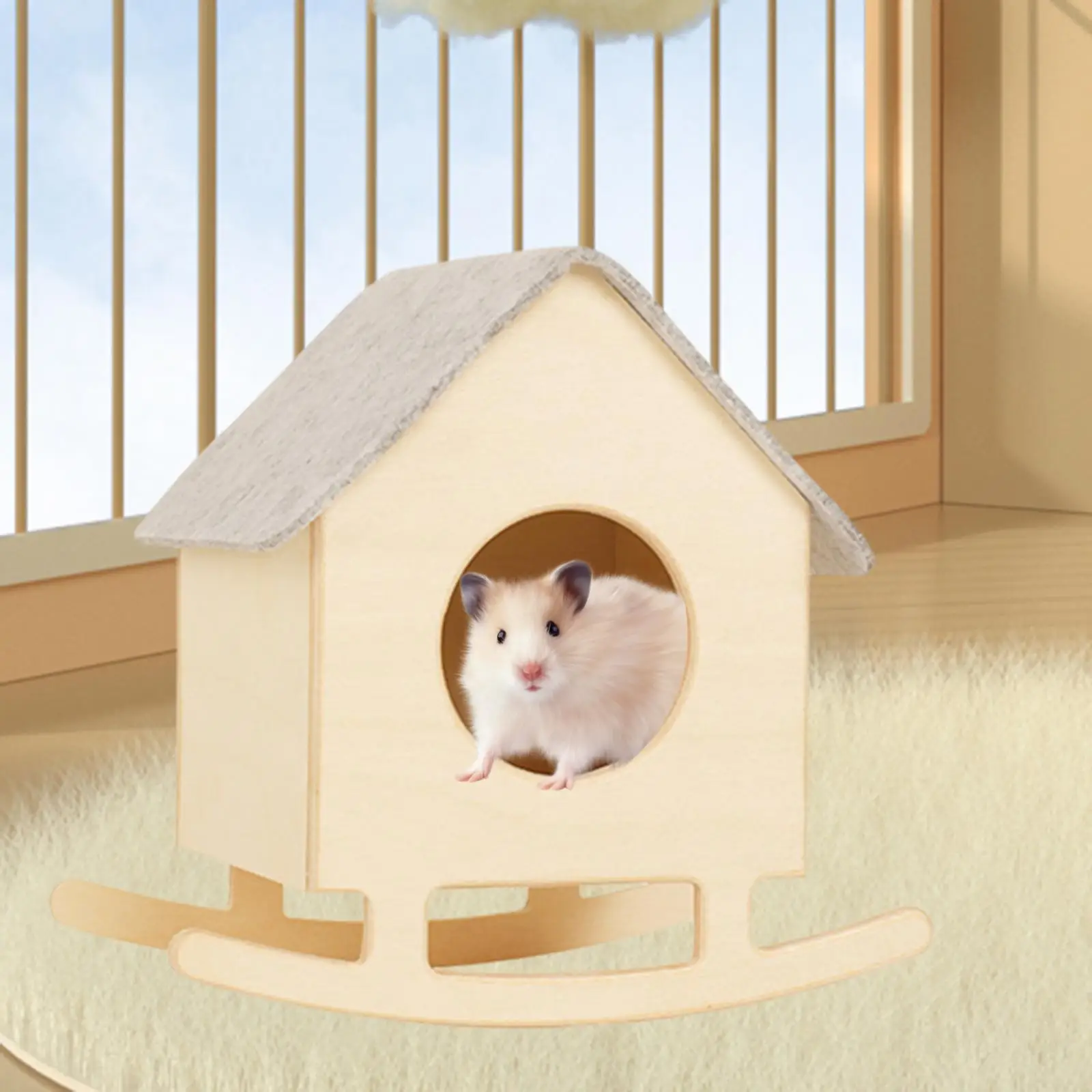 Criceto Wood House Nesting Platform Bed Hide Supplies Habitat Decor Hut Exploration Toy Per Criceto Mouse Gerbills Rat Lemming