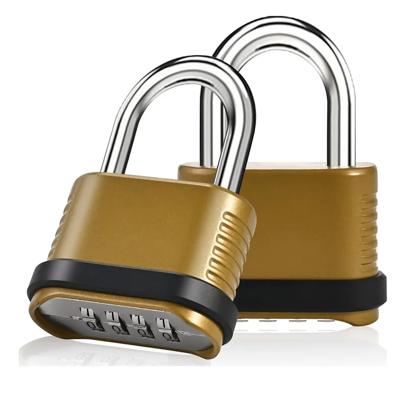 מנעול קומבינציה | מנעול קומבו חזק בעל 4 ספרות - מנעול קומבינציה עמיד למים לחוץ לגדר, מנעול, חדר כושר