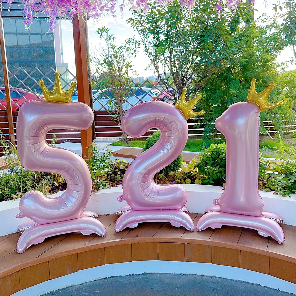Description Picture 5 of item42 Inch Helium Number Foil Balloons With Crown Large 0-9 Happy Birthday Wedding Party Baby Shower Decoration Supplies Kids Gifts