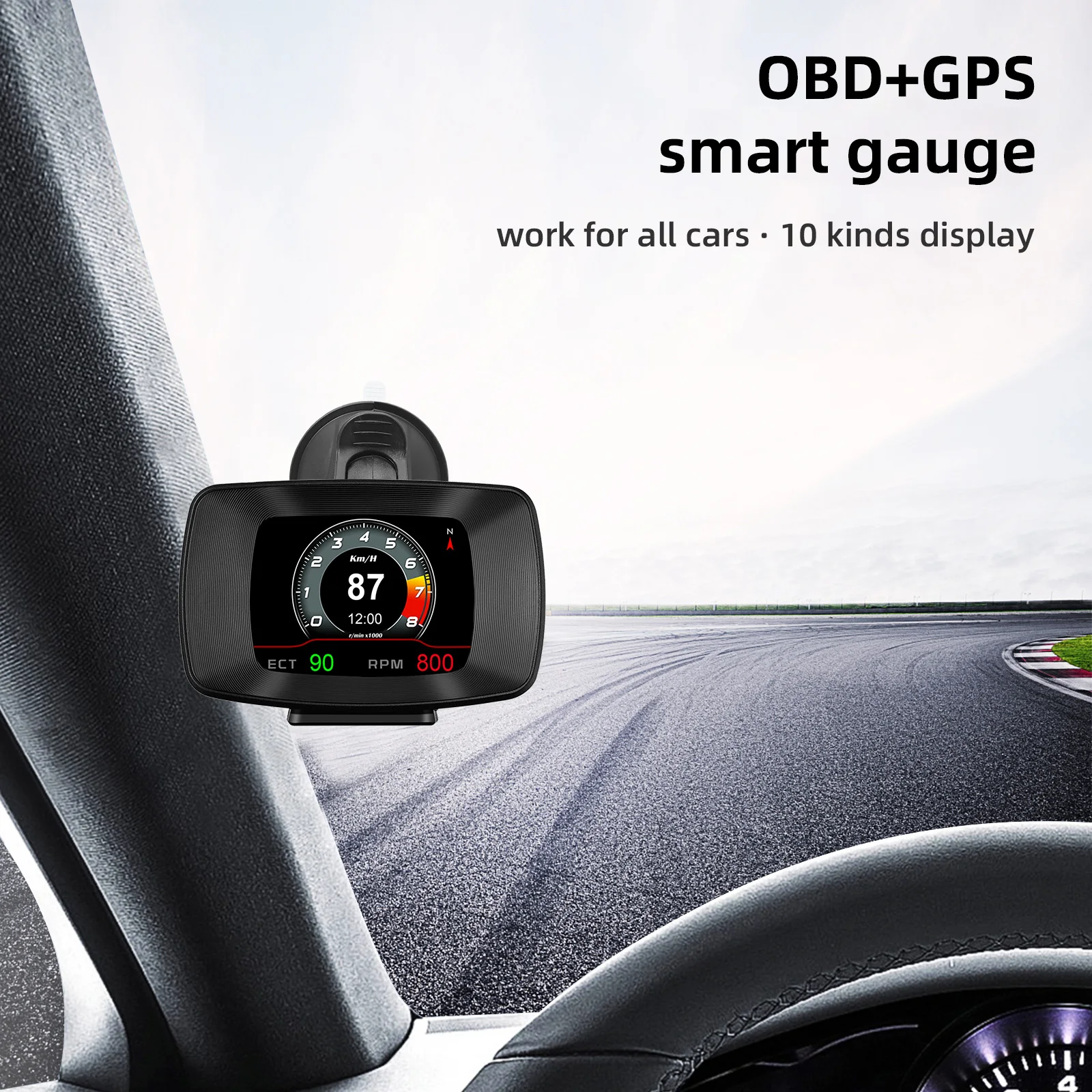 P13 Obd2 Car Hud Head Up Display Car Smart Gauge 8 Kinds Display Interface Oil Pressure  Air-fuel Ratio Car LCD Head Up Display