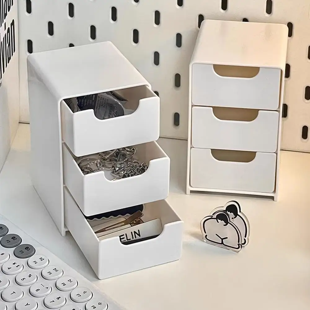 Chic 3-Tier Desk Organizer with Drawers - Ideal for Office Supplies, Jewelry & Cosmetics Storage - Portable Divider Box - 2