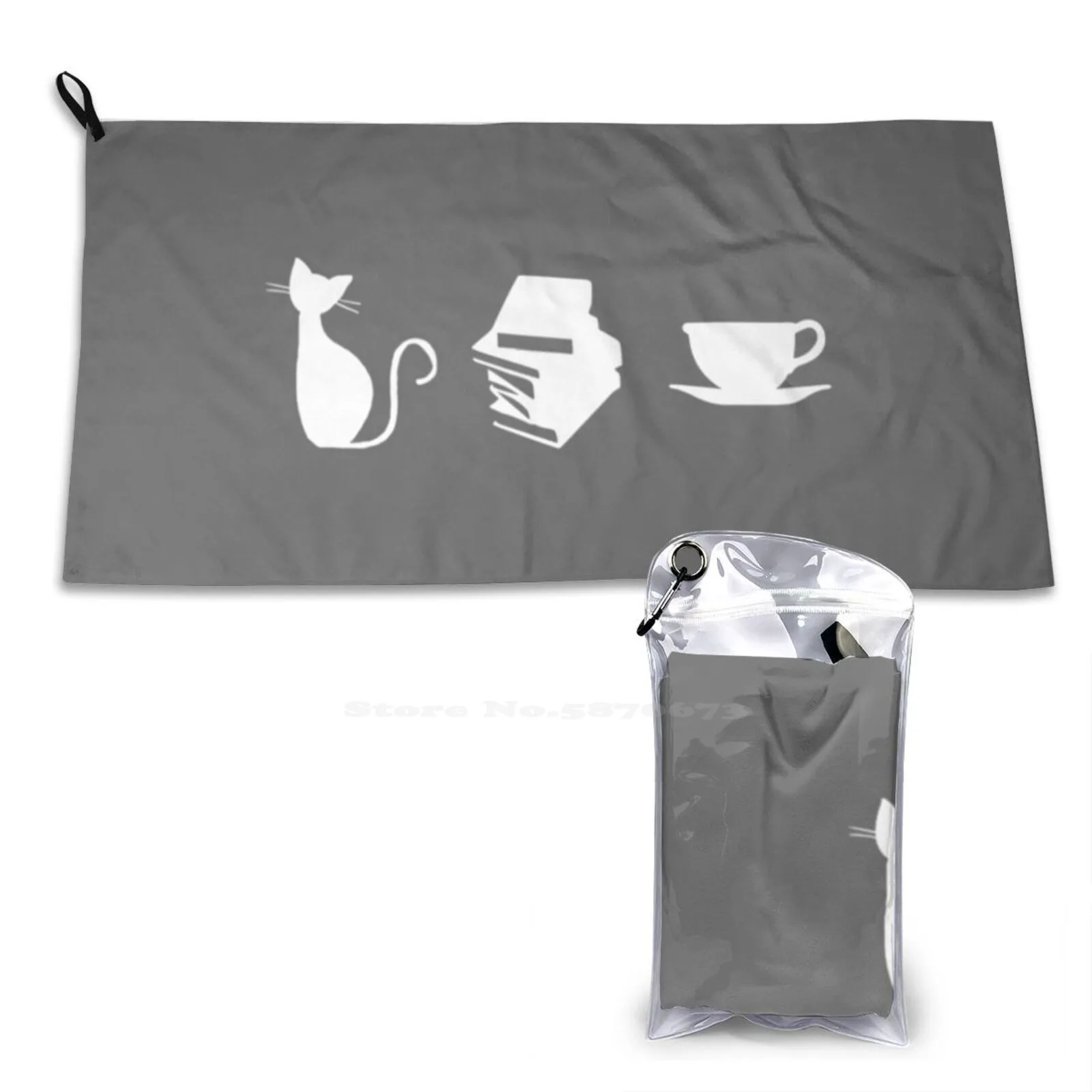 Gatti, Libri E Caffè Stampa 3D Asciugamano Da Bagno Forte Assorbimento D'Acqua Kitties Kitty Kittens Feline Purr Meow Cat Lady Cat Lover