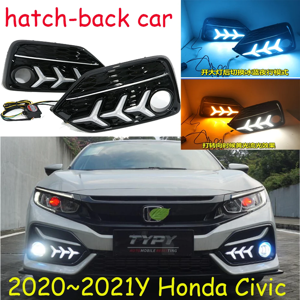 

Динамический передний бампер для автомобиля, фары для дневного света Civic 2020 ~ 2022y, светодиодные автомобильные аксессуары, фары, противотуманные фары для Civic