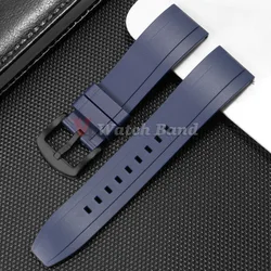 Premium Quick Release Silicone Watch Strap - Durable Rubber Band in Multiple Widths - 22mm (Blue - Black)