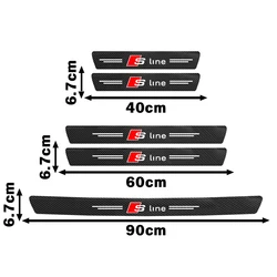 Carbon Fiber Car Door Sill Scuff Plate Decor Stickers - Set of 1/4/5 Pieces (5Pcs S line)