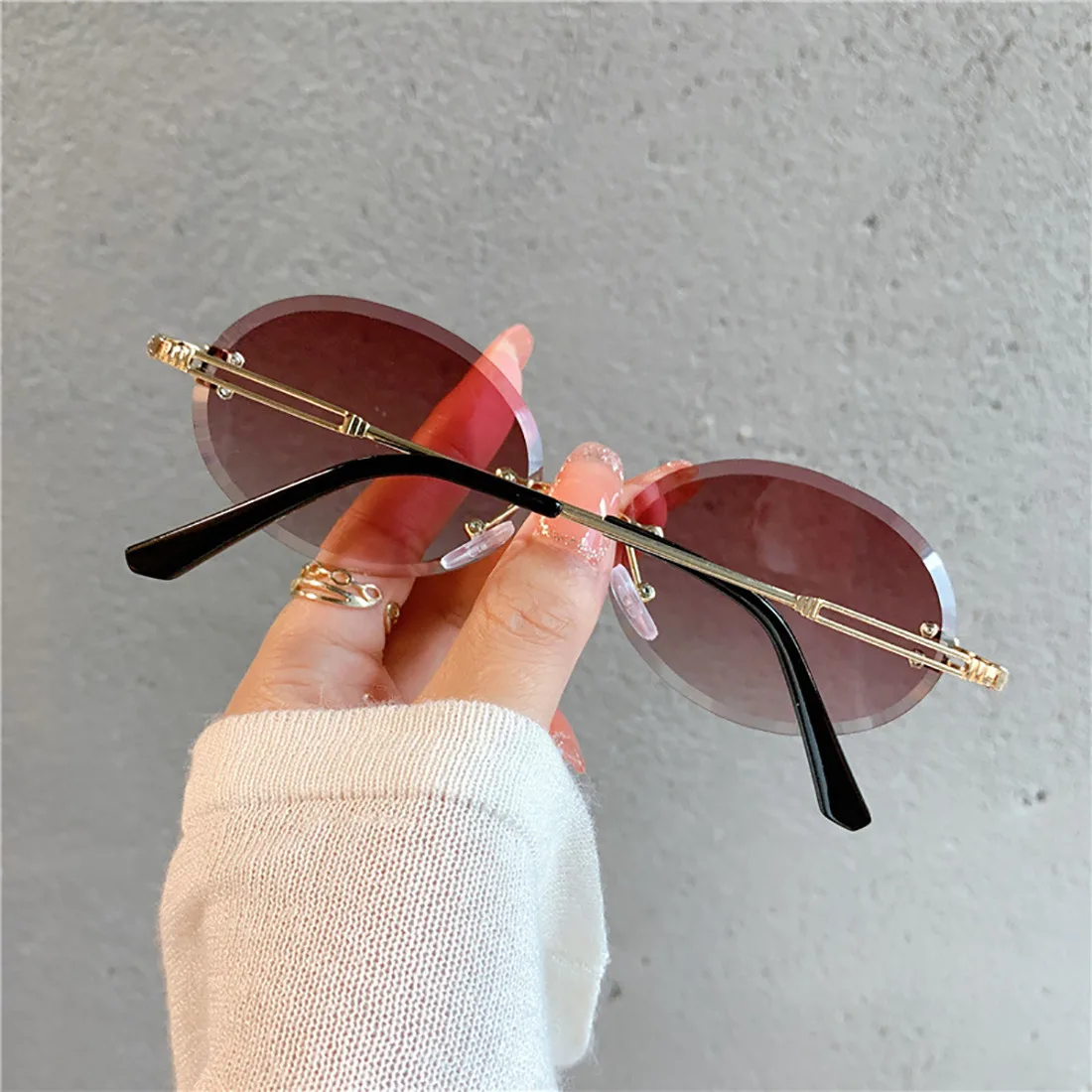 Vintage cat eye zonnebril dames retro gradient metalen frame_voghion.com
