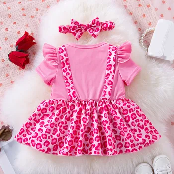Infant Baby Girls Summer Short Sleeve Rompers Bodysuit With Headbands Playsuits Newborn For Baby Clothes 6 9 12 18 24 Months 2