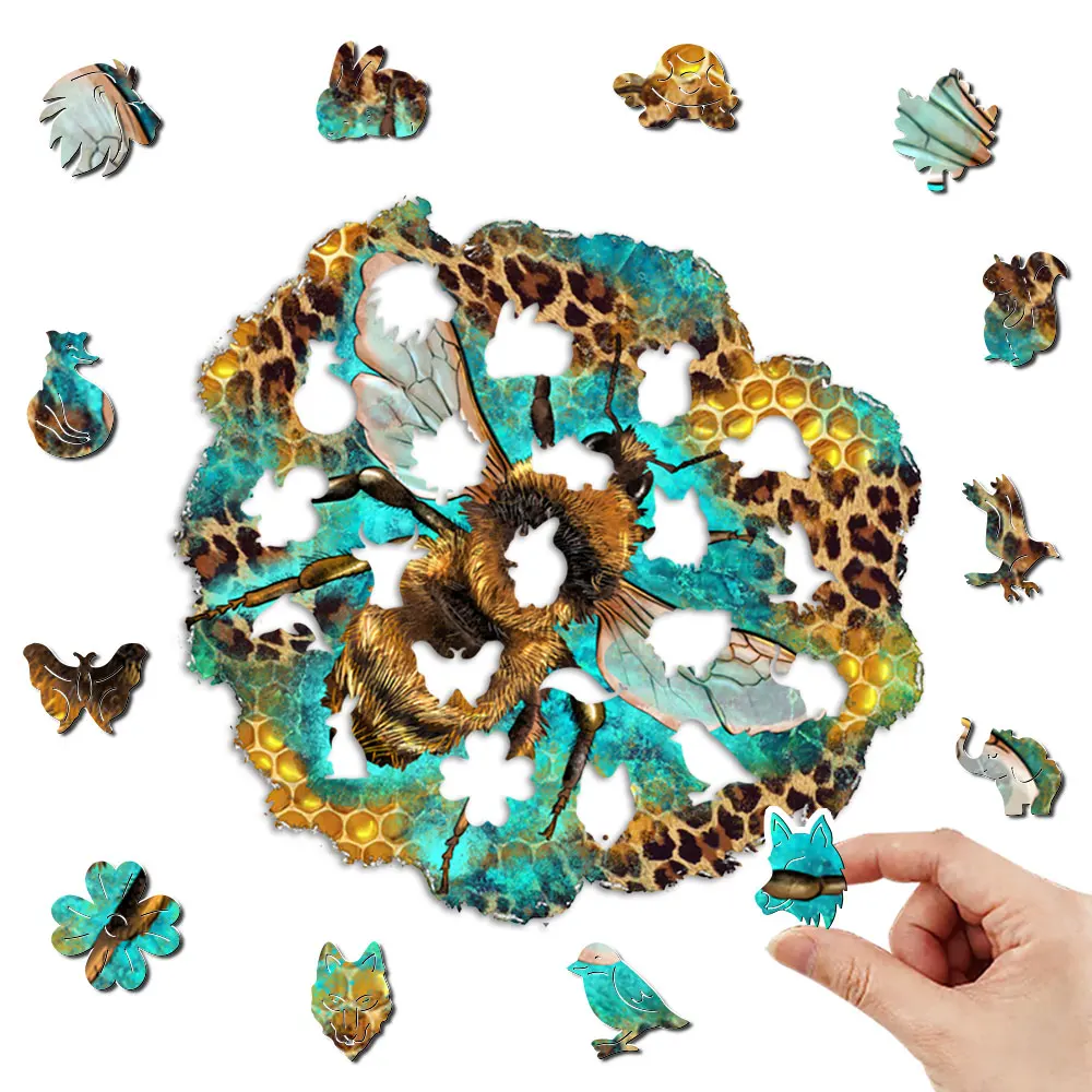 Wooden Jigsaw Puzzles Bee Image 3D Personalized Adult Children's Gift Education Toy High difficulty