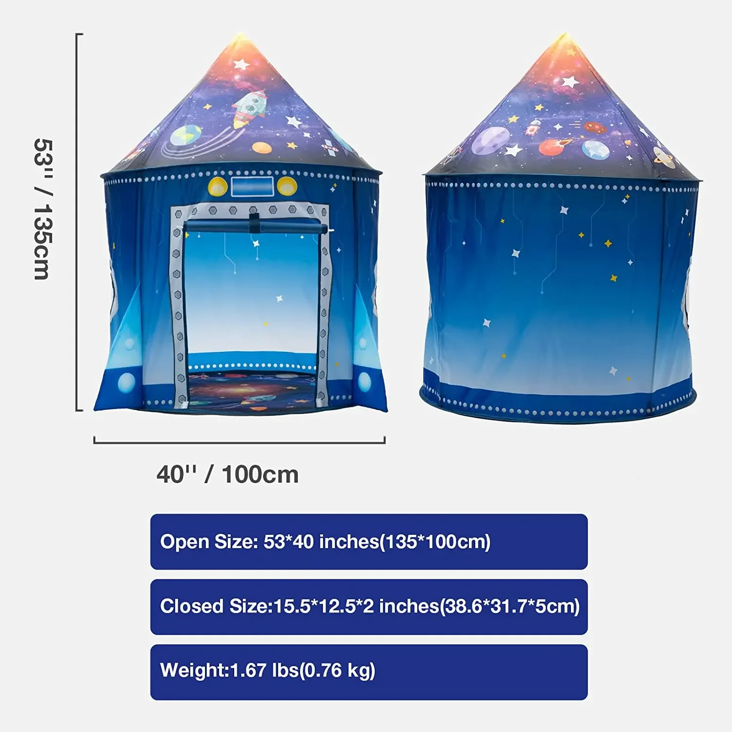 Rocket Ship Kids Tent Pop Up Play Toy Tent for Children Large Space Indoor Pretend Playhouse  Outdoor Play Tent for Boys & Girl 5