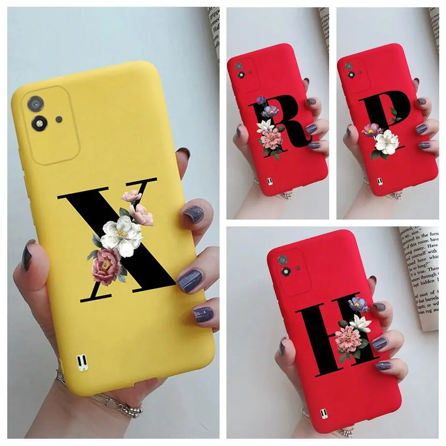 Modello Di Lusso Lettera Fiori Involucro Realme Narzo50A Narzo 50I Candy Soft Silicone Tpu Phone Cover Ins Custom Iniziale Abc Design