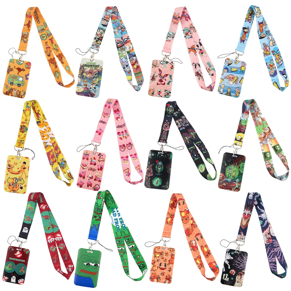 

ER709 Cartoon Yellow Cat Dog Monster Lanyard Card ID Holder Car KeyChain ID Card Pass Gym Mobile Phone Badge Key Ring Holder