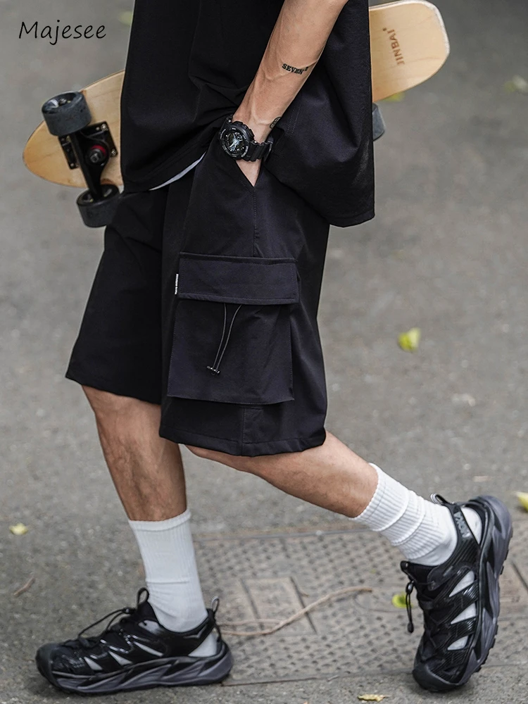 

Однотонные мужские шорты-карго с карманами, Летние повседневные удобные универсальные танцевальные бриджи в японском стиле, большие размеры, шикарная мода