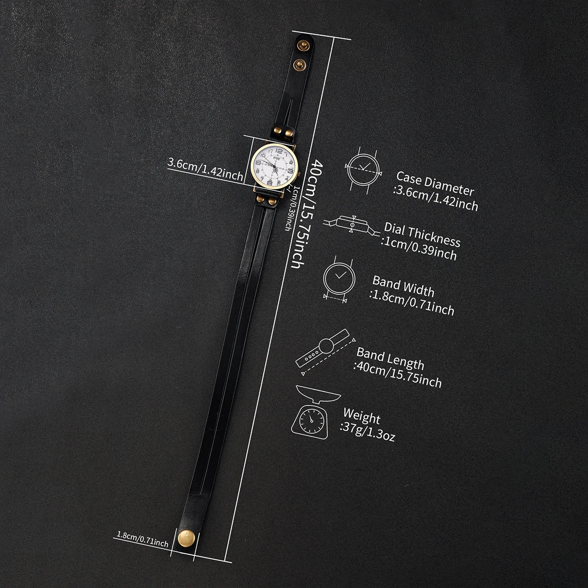 1pc Women's Watch Fashion Round Dial Retro Leather Strap Quartz Watch 6