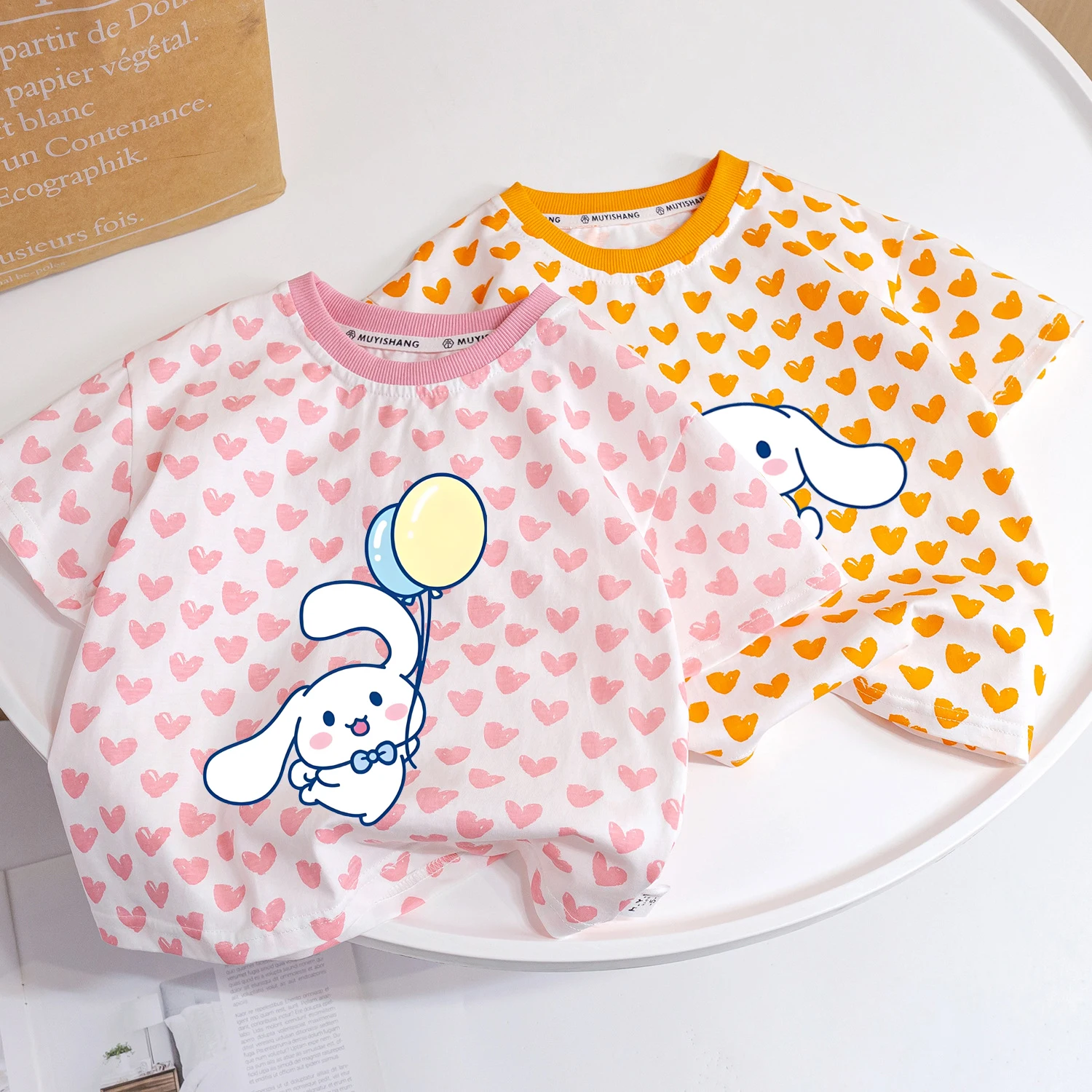 

Sanrio Cinnamoroll Girls T-Shirt Summer Cartoon Short Sleeve Round Neck Flower Print T-Shirt Cute Toddler Kids Casual Thin Top