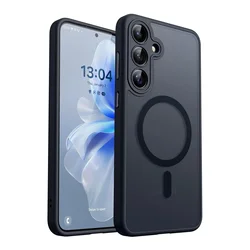 Luxury Matte Translucent Magnetic Wireless Charging Case with Magsafe Compatibility for Galaxy A57 (Black)