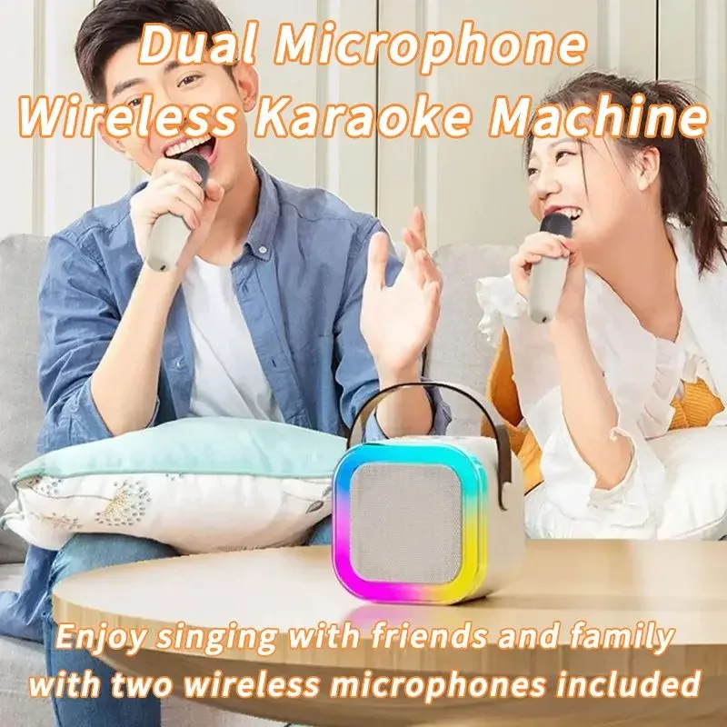 Bluetooth Speaker K12 Portable Bluetooth Speaker Karaoke Wireless Microphone RGB Colorful Lights HIFI Outdoor Surround Subwoofer Party Kids Gift