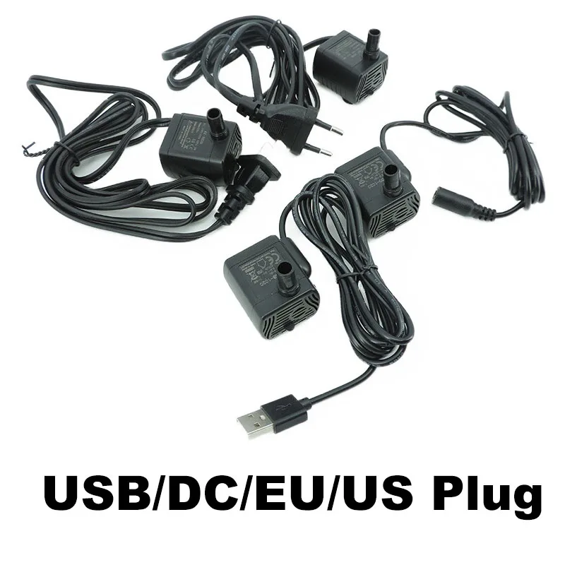 Water Pump AC 220v 12v 5v DC USB Ultra quiet Mini Brushless Fountain Submersible 5W 10W 200-400L/H Lift Aquarium fish tank