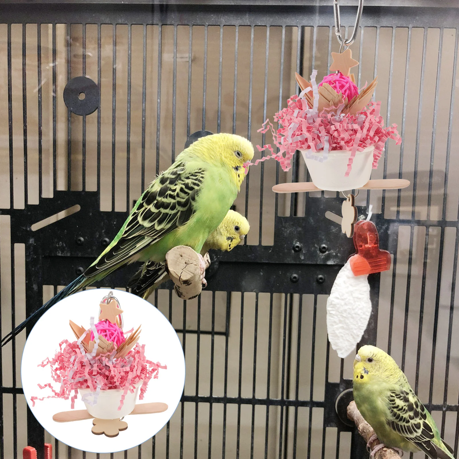 

Parrot Toy Funny Bird Chew Teething Wooden Hanging Toys Cages Dedicated Chewing