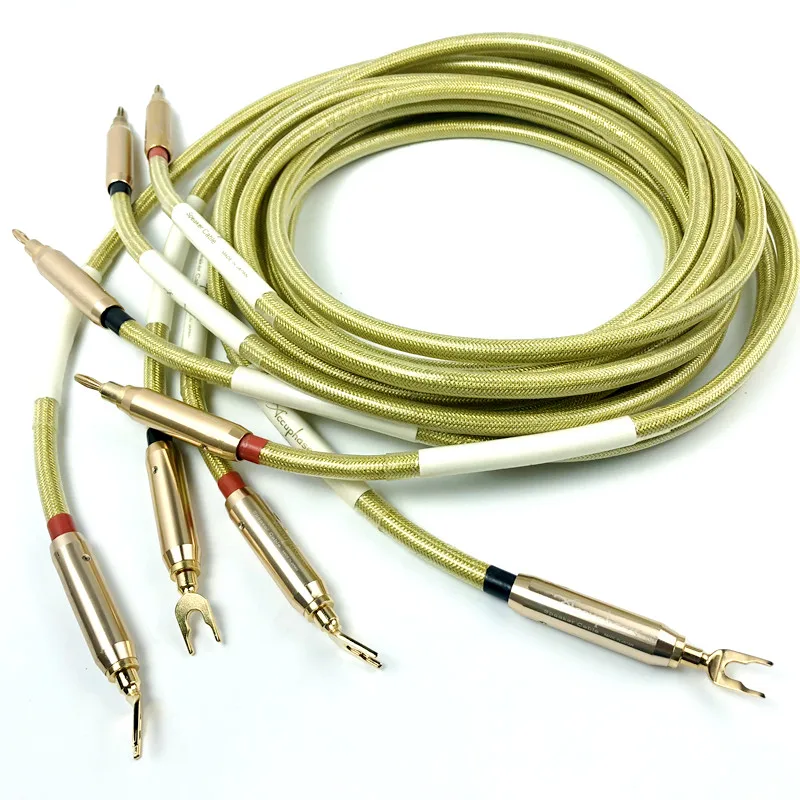 

High Quality Pair Accuphase HiFi Audio Speaker Cable with Gilded Banana Plug Spade Plug for Amplifier CD Player