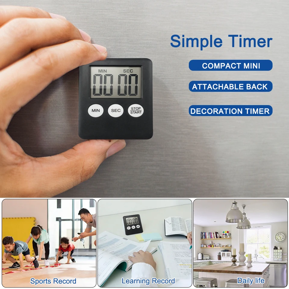 Mini Electronic Kitchen Timer Stopwatch for Cooking and Exercise