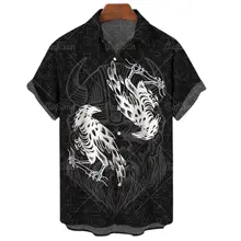 

Summer 3D Print Men's Shirt Viking Pattern Short Sleeve Hawaiian Shirt Unisex Loose Fashion Casual Holiday Christmas Tops Tees