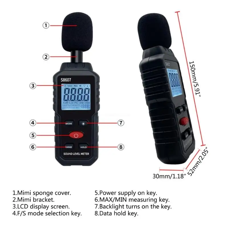 Digital Sound Level Meter 30-130dB Decibel Noise Measurement Hand Noise Tester Dropship 5