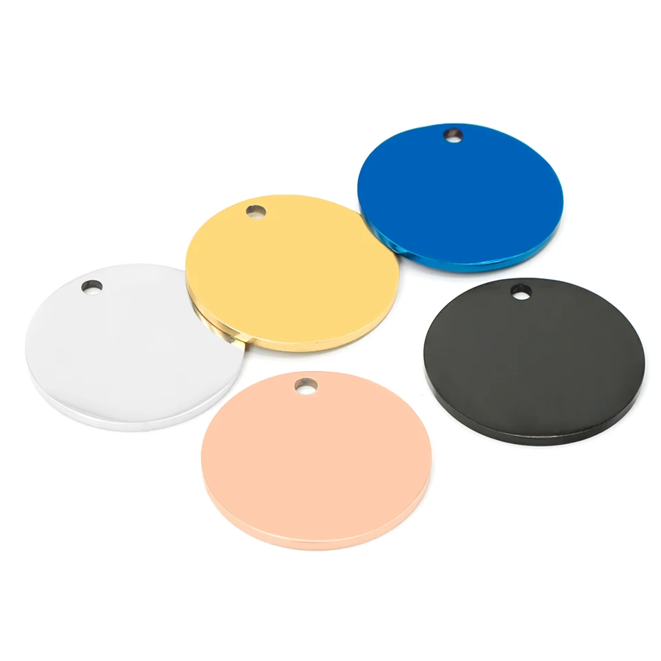 20 Pezzi Targhette Per Cani In Acciaio Inox - Ciondoli Vuoti Per Portachiavi Fai Da Te | Rotonde E Quadrate - Foto 3