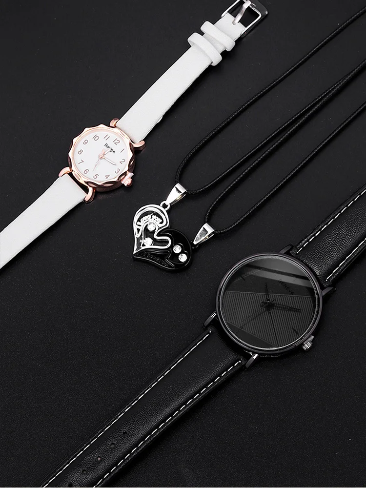 4pcs Minimalist Casual Fashion Wristwatch Student Strap Quartz Watch Male and Female Couple Watch Couple Necklace quartz watch digital watch digital wristwatch fashion couple watches