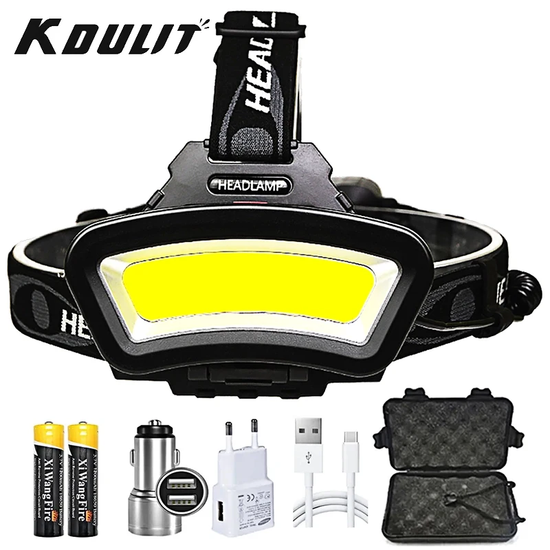 KDULITPowerfulLightingHeadlampUSBRechargeableCOBLEDHeadlight