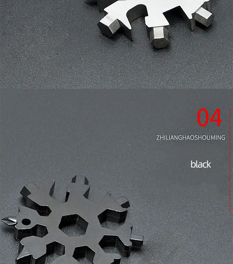 Multi-Funktionale Schneeflocke Schlüssel Werkzeug Stahl Achteckige Inneren Sechseckigen Leichte, Tragbare 18-in-1 Mini Universal Schlüssel – Detail 3