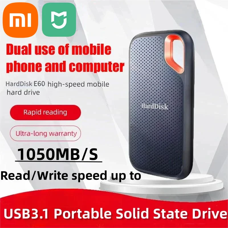 thumbnail image 1 of Disco duro externo Xiaomi Mijia Mobile SSD E60 1TB 2TB 256TB USB 3.1 HD para computadora portátil PS5 Disco duro móvil HDD Almacenamiento, 1 of 5