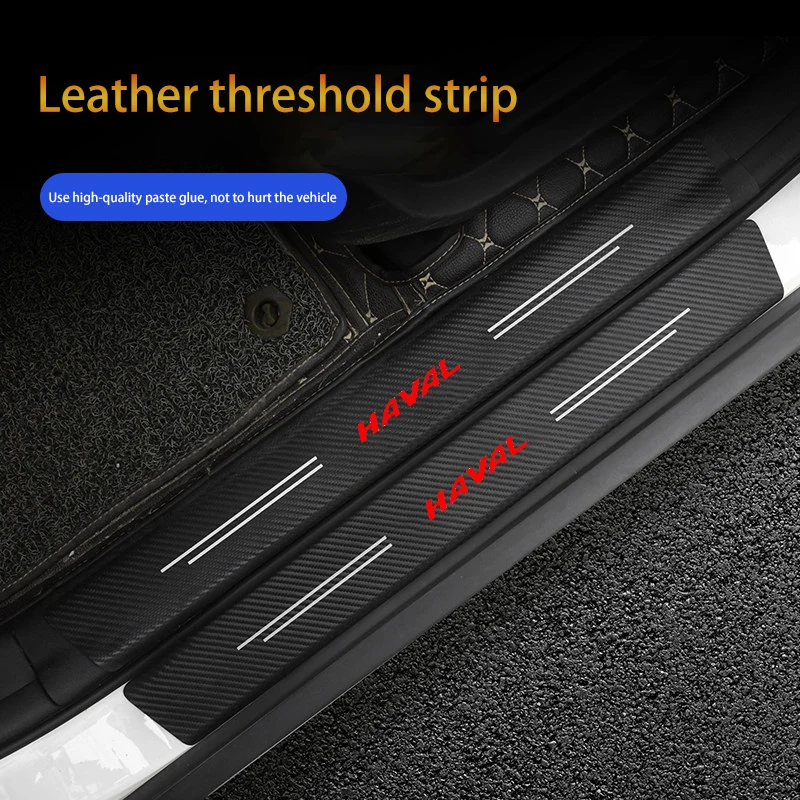 

For Haval Great Wall H6 F7 F7X H2 H9 H3 H5 H1 F5 F9 H4Leather Carbon Fiber Decor Decal Car Door Sill Protector Stickers Autopart