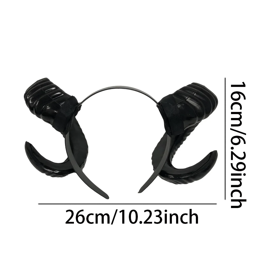 Women Black Demon Horns Headpiece Cosplay Gothic Animal Sheep Devil Horns Headwear Halloween Carnival Party Costume Props