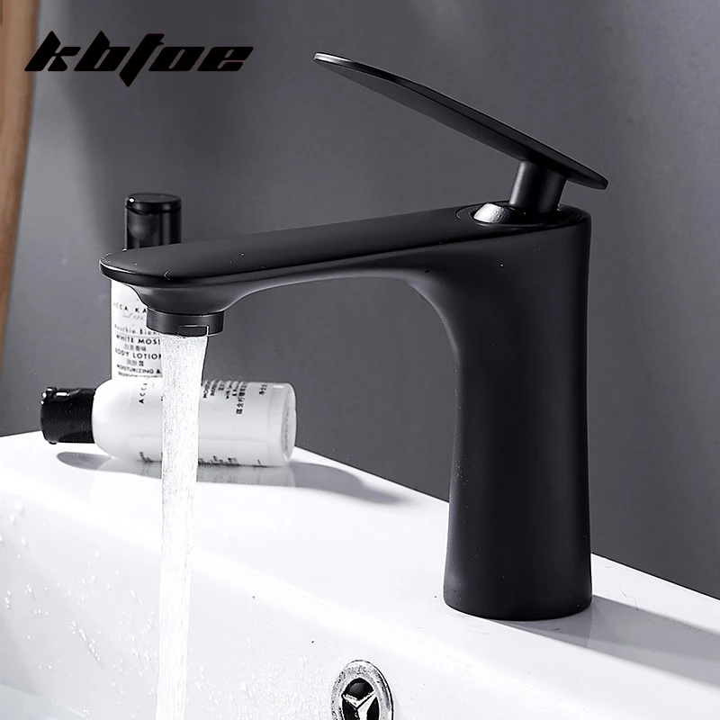 

Basin Faucets Single Handle Sink Faucet Bathroom Washbasin Hot and Cold Water Mixer Tap Deck Mounted Basin Crane Black Chrome