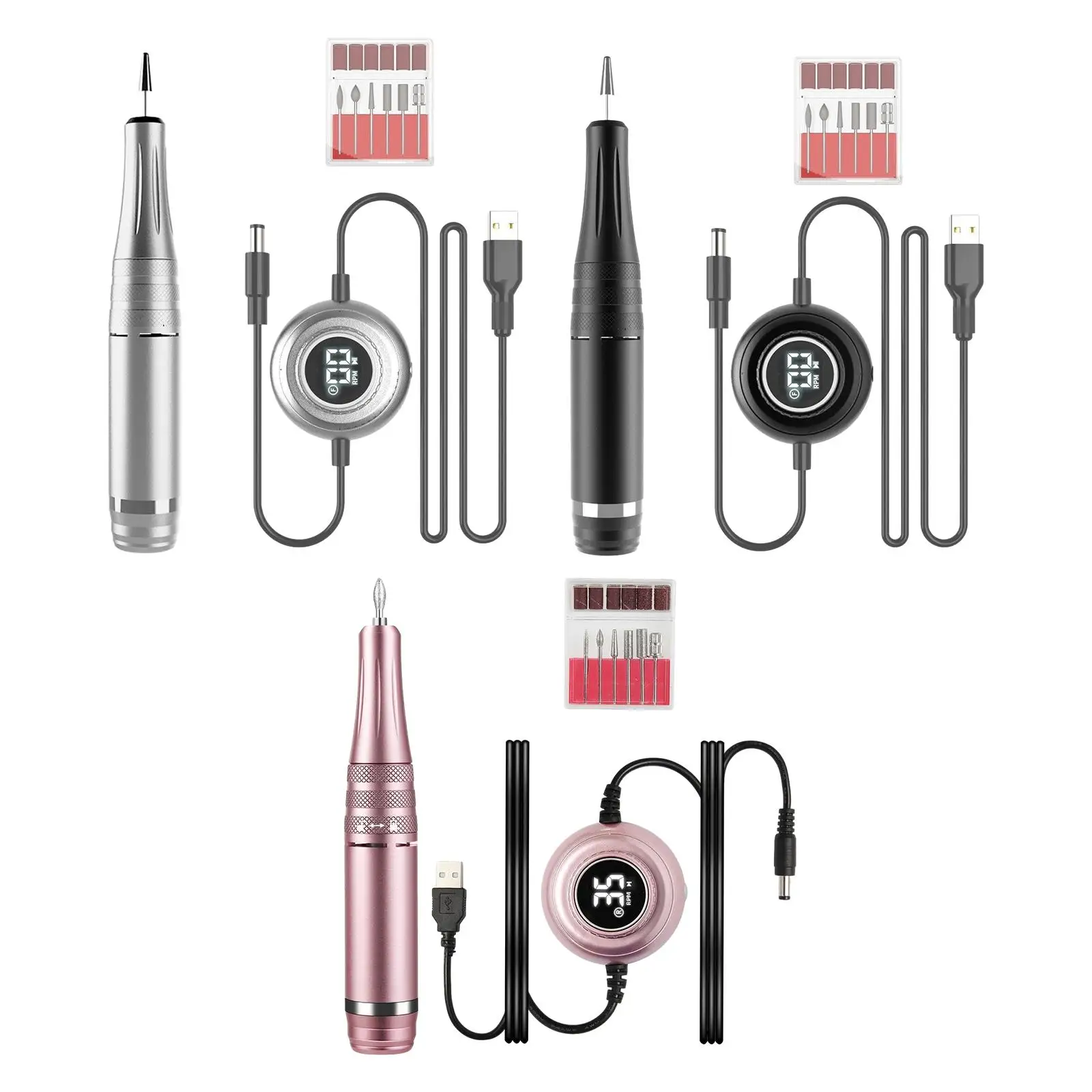 

Portable Electric Nail Polish Rechargeable Compact Nail File Drill Kit for Grinding Trimming Polishing Acrylic Gel Nails Polish