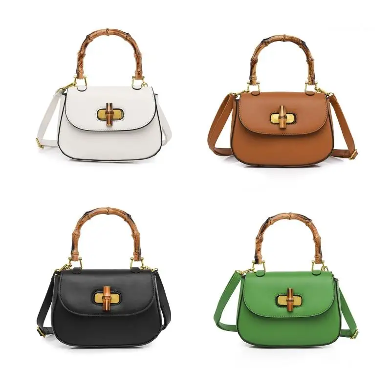 

Vintage Crossbody Bag with Bamboo Handle Handbag Shoulder Bag for Shopping Drop Shipping