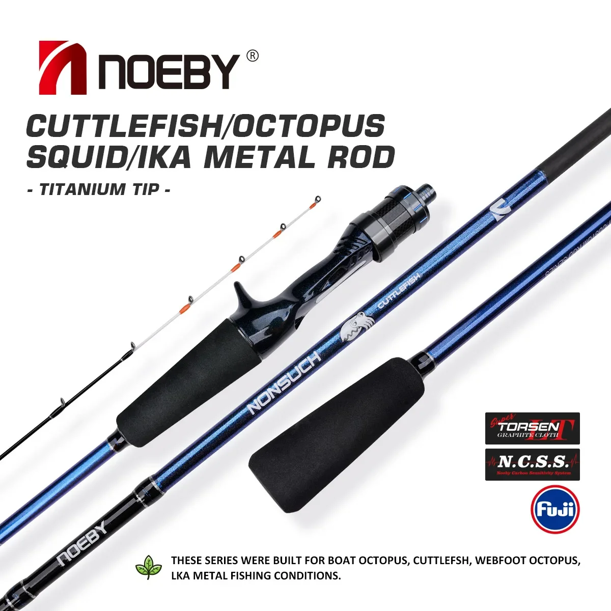 

Noeby Titanium Tip Cuttlefish Octopus Casting Rod 1.45m 1.55m 1.68m 1.7m Squid Eging Rod Full Solid Carbon Boat Fishing Rods