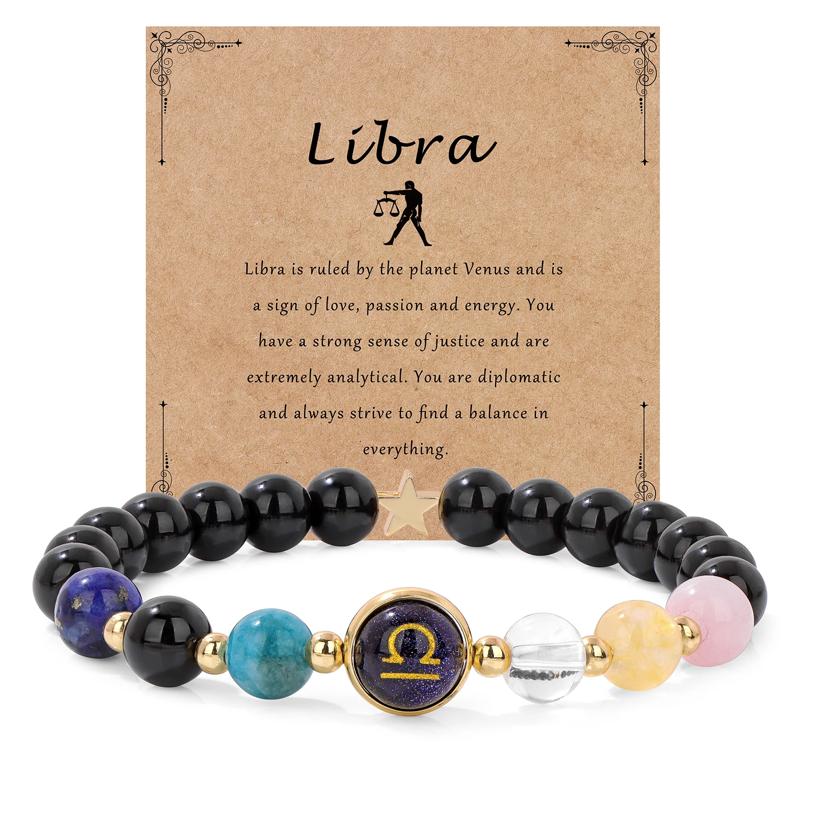 12 Sternbild Sternzeichen Armband Naturstein Quarz Perlen Krebs Jungfrau Leo Waage Armband Frauen Männer Paare Schmuck Geschenk – Detail 7