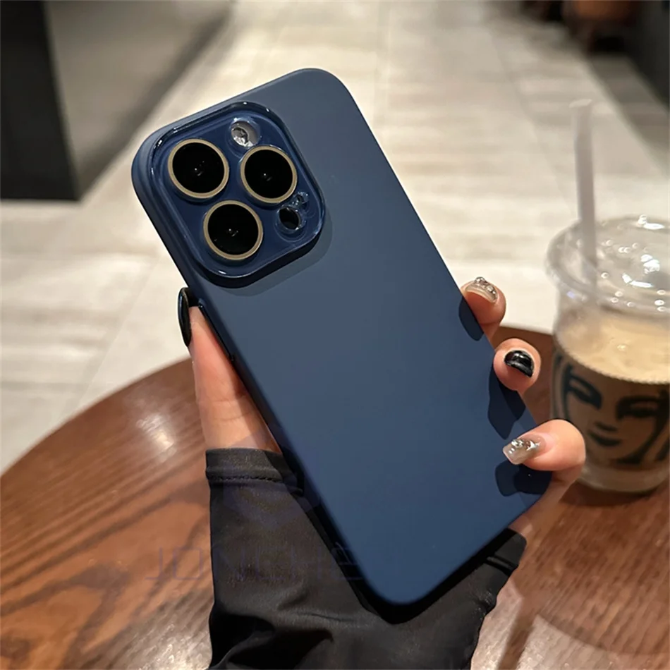 Luxury Crystal Lens Glass Protection Slim Matte Shockproof Case - Solid Color, Hard PC Cover