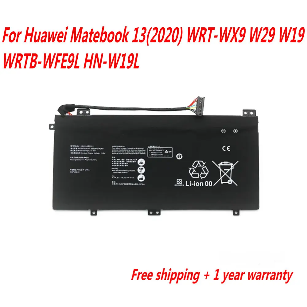 

11.46V 42Wh 3665mAh HB4593J6ECW-31 Laptop Battery For Huawei Matebook 13(2020) WRT-WX9 W29 W19 WRTB-WFE9L HN-W19L