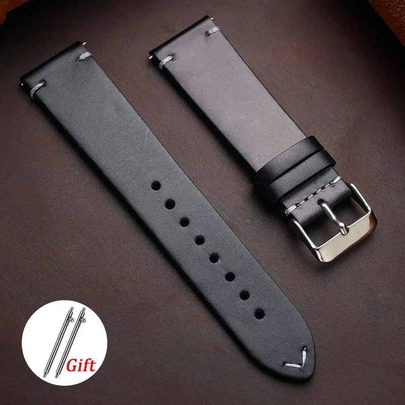 Vintage Cowhide Leather Strap - Sport Waterproof Quick Release Wristband